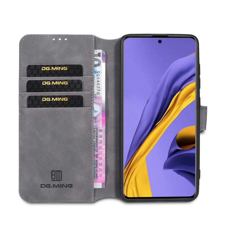 For Galaxy A71 5G DG.MING Retro Oil Side Horizontal Flip Case with Holder & Card Slots & Wallet(Grey) - Galaxy Phone Cases by DG.MING | Online Shopping UK | buy2fix