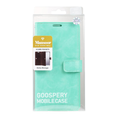 For Samsung Galaxy S23 Ultra 5G GOOSPERY MANSOOR DIARY 9 Card Slots Leather Phone Case(Mint Green) - Galaxy S23 Ultra 5G Cases by GOOSPERY | Online Shopping UK | buy2fix