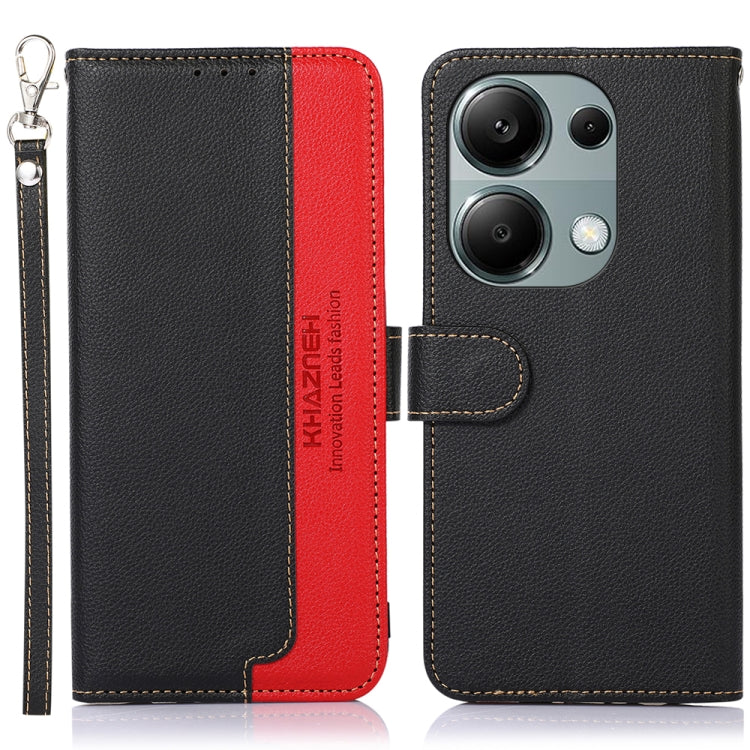 For Xiaomi Redmi Note 13 4G KHAZNEH Litchi Texture Leather RFID Phone Case(Black) - Note 13 Cases by buy2fix | Online Shopping UK | buy2fix