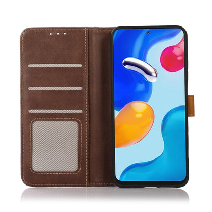 For OnePlus 11 5G Stitching Thread Calf Texture Leather Phone Case(Brown) - OnePlus Cases by buy2fix | Online Shopping UK | buy2fix