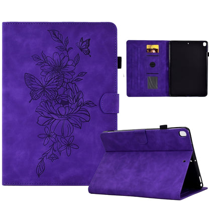 For Samsung Galaxy Tab S6 Lite P610 Peony Butterfly Embossed Leather Smart Tablet Case(Purple) - Tab S6 Lite P610 / P615 by buy2fix | Online Shopping UK | buy2fix