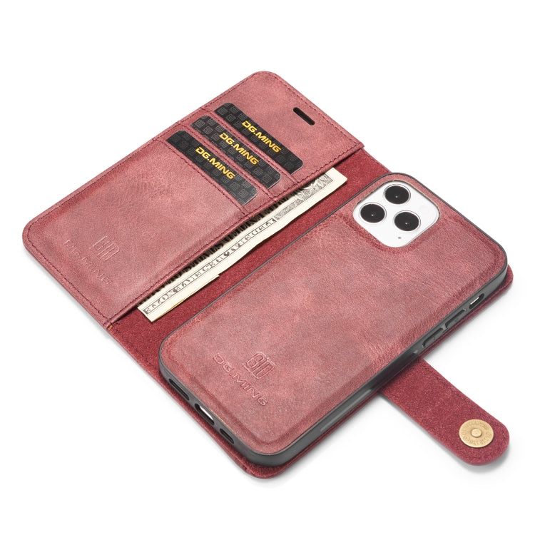 For iPhone 12/12 Pro DG.MING Crazy Horse Texture Detachable Magnetic Leather Case(Red) - iPhone 12 / 12 Pro Cases by DG.MING | Online Shopping UK | buy2fix