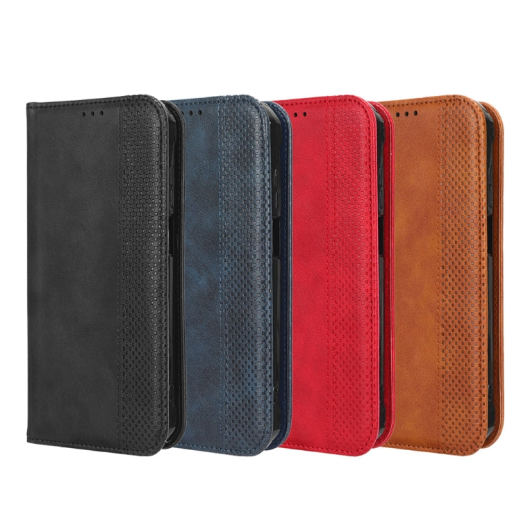 For Blackview A52 Magnetic Buckle Retro Texture Leather Phone Case(Red) - More Brand by buy2fix | Online Shopping UK | buy2fix