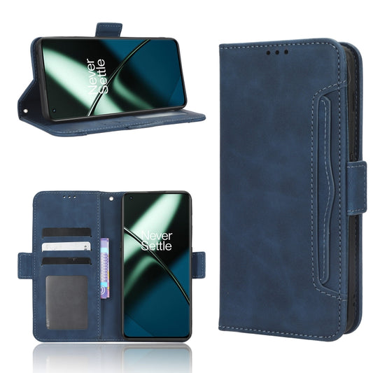 For OnePlus 11 5G Skin Feel Calf Texture Card Slots Leather Phone Case(Blue) - OnePlus Cases by buy2fix | Online Shopping UK | buy2fix