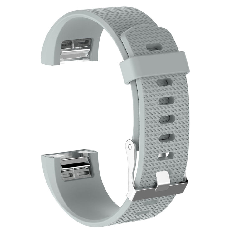 For Fitbit Charge 2 Common Texture Silicone  Watch Band with Buckle, Size:L(Light Grey) - Watch Bands by buy2fix | Online Shopping UK | buy2fix