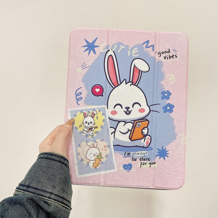 For iPad Air 11 2024 / iPad Pro 11 2022 / 2021 / 2020 / 2018 Acrylic Painted 3-fold Holder Leather Tablet Case(Three Little Rabbits) - iPad Pro 11 (2022/2021) Cases by buy2fix | Online Shopping UK | buy2fix