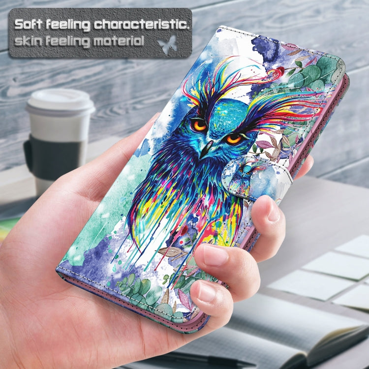 For OnePlus 11 3D Painting Pattern TPU + PU Leather Phone Case(Watercolor Owl) - OnePlus Cases by buy2fix | Online Shopping UK | buy2fix