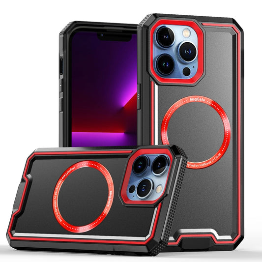 For iPhone 13 Pro Armour Two-color MagSafe Magnetic TPU + PC Phone Case(Black + Red) - iPhone 13 Pro Cases by buy2fix | Online Shopping UK | buy2fix