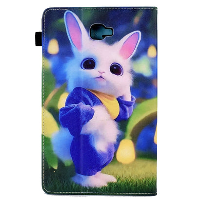 For Samsung Galaxy Tab A 10.1 2016 T580 Colored Drawing Stitching Elastic Band Leather Smart Tablet Case(Cute Rabbit) - Tab A 10.1 by buy2fix | Online Shopping UK | buy2fix