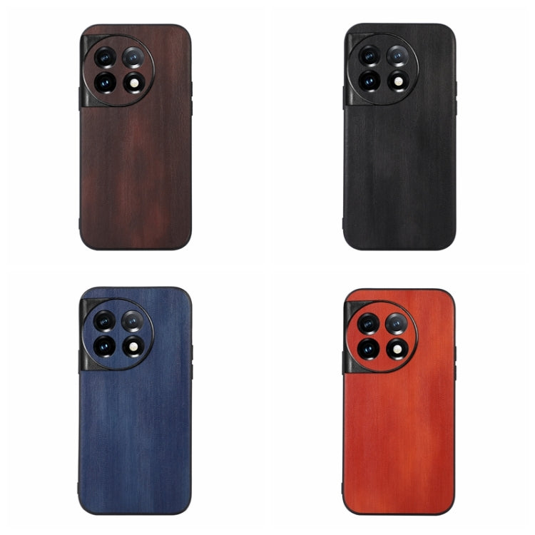 For OnePlus 11 Yellow Cow Texture PU Phone Case(Brown) - OnePlus Cases by buy2fix | Online Shopping UK | buy2fix