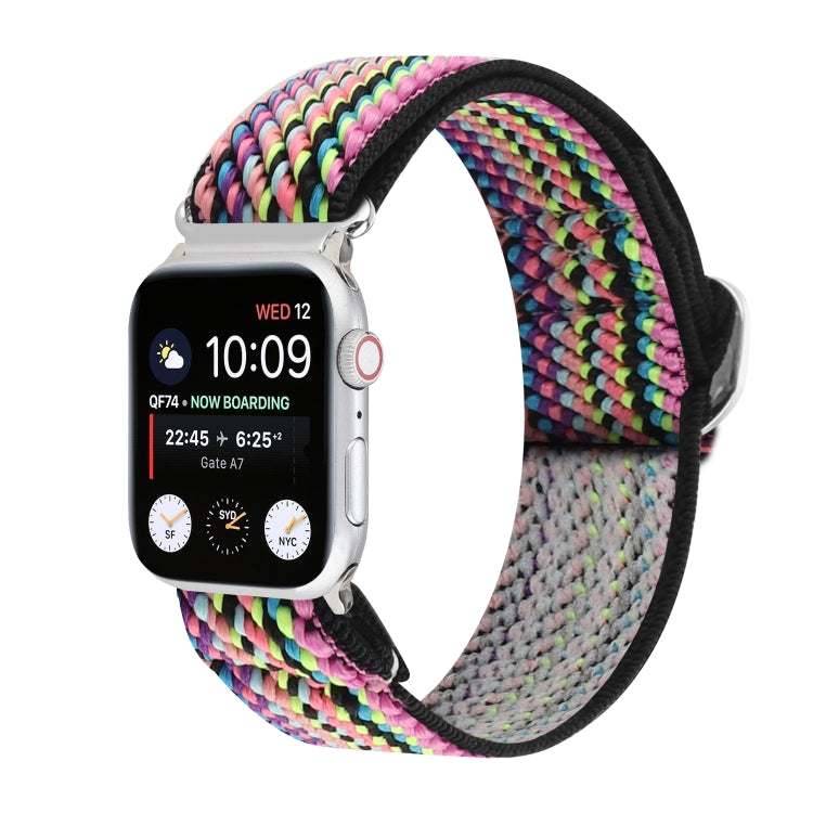 For Apple Watch Ultra 49mm&Watch Ultra 2 49mm / Series 9&8&7 45mm / SE 3&SE 2&6&SE&5&4 44mm / 3&2&1 42mm Buckle Elastic Nylon Watch Band(Pink) - Watch Bands by buy2fix | Online Shopping UK | buy2fix