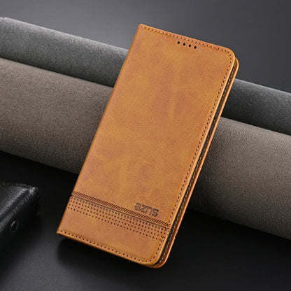 For Honor Magic6 Lite 5G/X9b AZNS Magnetic Calf Texture Flip Leather Phone Case(Light Brown) - Honor Cases by AZNS | Online Shopping UK | buy2fix