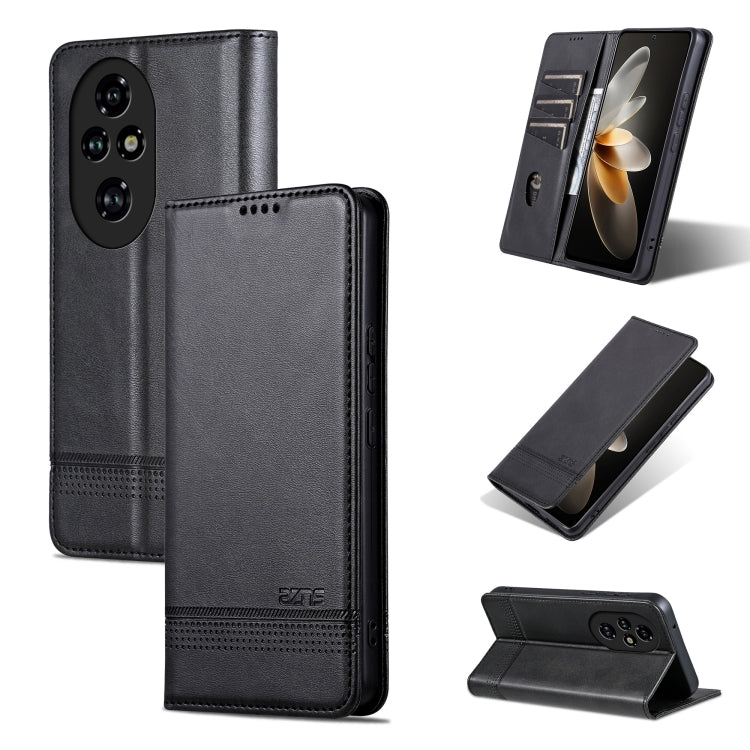 For Honor 200 AZNS Magnetic Calf Texture Flip Leather Phone Case(Black) - Honor Cases by AZNS | Online Shopping UK | buy2fix