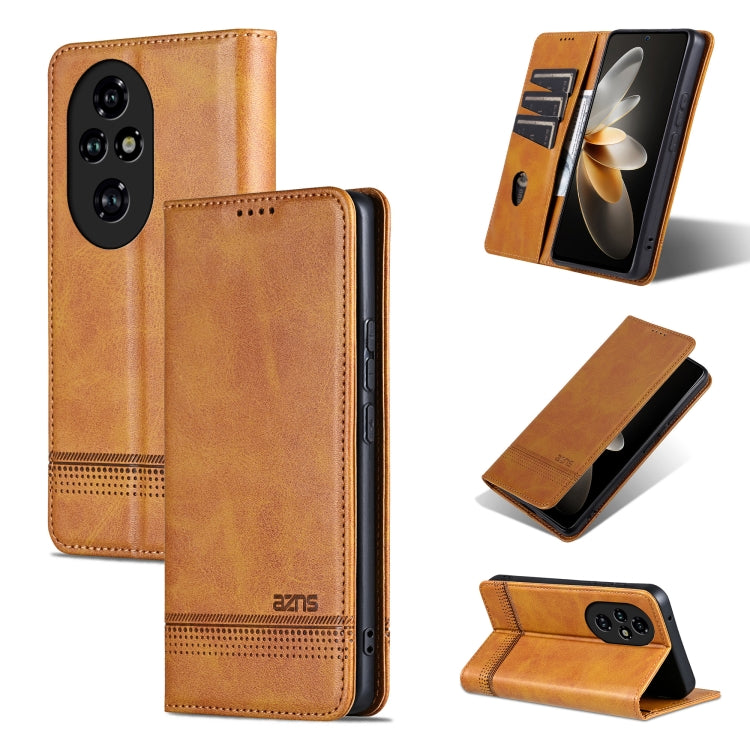 For Honor 200 Pro AZNS Magnetic Calf Texture Flip Leather Phone Case(Light Brown) - Honor Cases by AZNS | Online Shopping UK | buy2fix