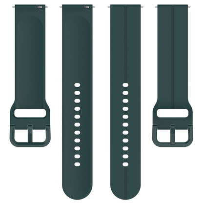 For Amazfit GTR Mini 20mm Flat Head Groove Reverse Buckle Silicone Watch Band(Dark Green) - Watch Bands by buy2fix | Online Shopping UK | buy2fix