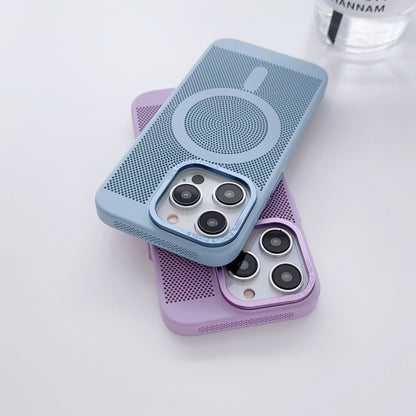 For iPhone 11 Pro Max Grid Cooling MagSafe Magnetic Phone Case(Grey Blue) - iPhone 11 Pro Max Cases by buy2fix | Online Shopping UK | buy2fix