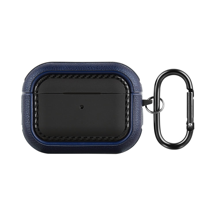 For AirPods Pro Leather Texture Earphone Protective Case(Black + Deep blue) - For AirPods Pro by buy2fix | Online Shopping UK | buy2fix