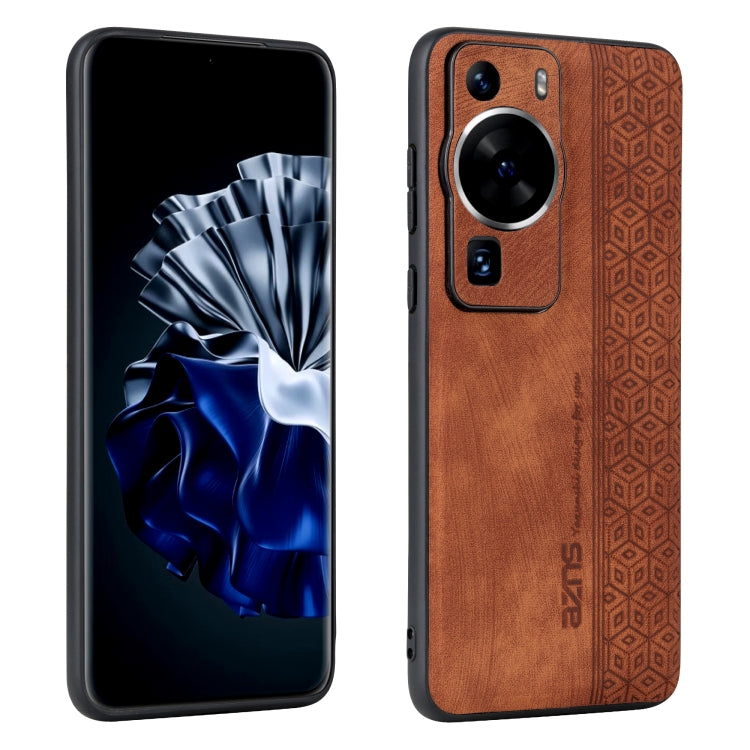 For Huawei P60 / P60 Pro AZNS 3D Embossed Skin Feel Phone Case(Brown) - Huawei Cases by AZNS | Online Shopping UK | buy2fix