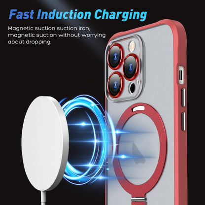 For iPhone 11 Pro Max Metal Eyes Series MagSafe Magnetic Holder Phone Case(Red) - iPhone 11 Pro Max Cases by buy2fix | Online Shopping UK | buy2fix