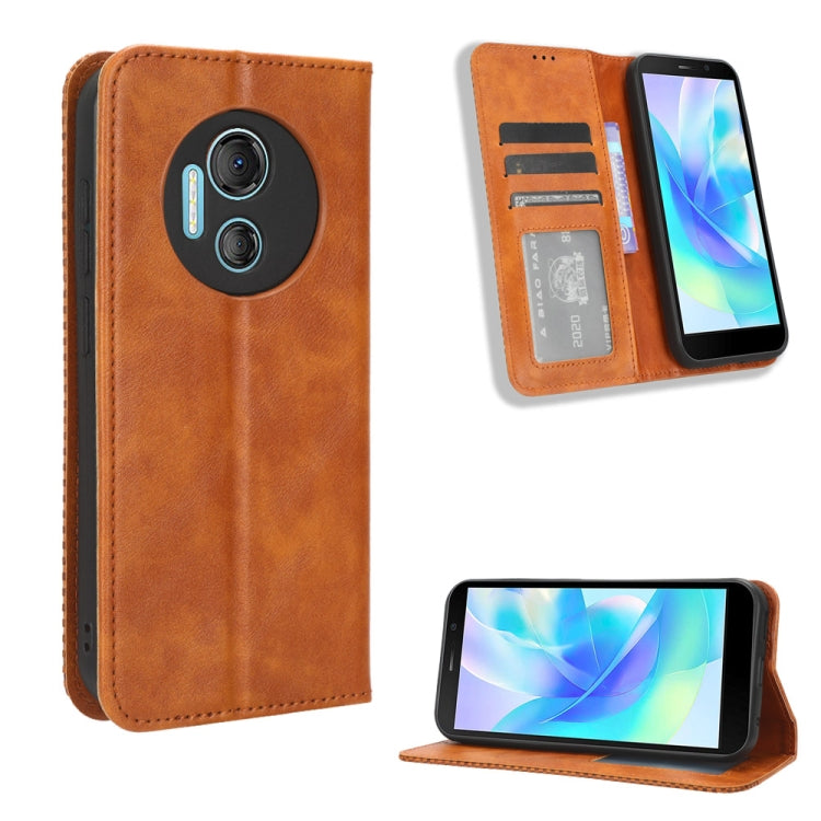 For Doogee X97 / X97 Pro Magnetic Buckle Retro Texture Leather Phone Case(Brown) - Doogee Cases by buy2fix | Online Shopping UK | buy2fix