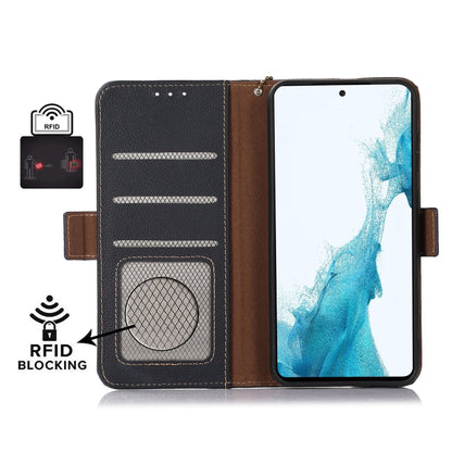 For Xiaomi Redmi K70 Side-Magnetic TJ Genuine Leather RFID Phone Case(Blue) - K70 Cases by buy2fix | Online Shopping UK | buy2fix