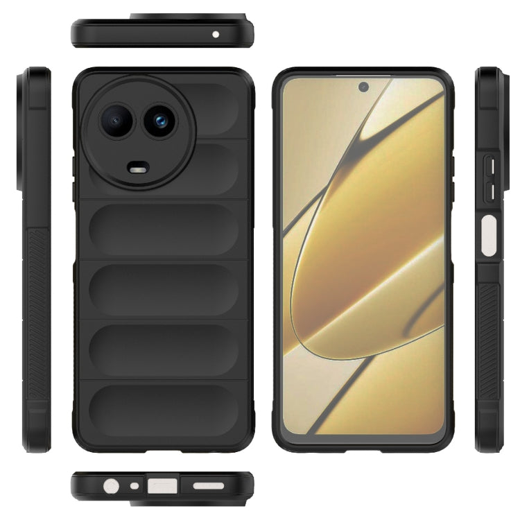 For Realme 11 5G Global Magic Shield TPU + Flannel Phone Case(Black) - Realme Cases by buy2fix | Online Shopping UK | buy2fix