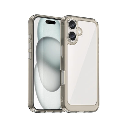 For iPhone 16 Colorful Series Acrylic + TPU Phone Case(Transparent Grey) - iPhone 16 Cases by buy2fix | Online Shopping UK | buy2fix