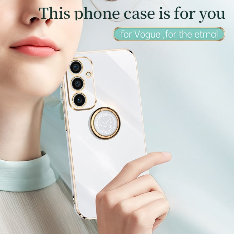 For Samsung Galaxy A35 5G XINLI Straight Edge 6D Electroplate TPU Phone Case with Ring Holder(Mint Green) - Galaxy Phone Cases by XINLI | Online Shopping UK | buy2fix