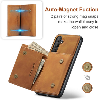 For Samsung Galaxy A15 5G / A15 4G DG.MING M1 Series 3-Fold Multi Card Wallet + Magnetic Phone Case(Brown) - Galaxy Phone Cases by DG.MING | Online Shopping UK | buy2fix