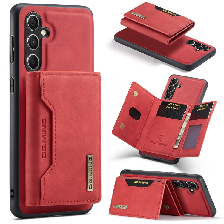 For Samsung Galaxy A55 5G DG.MING M2 Series 3-Fold Multi Card Bag + Magnetic Phone Case(Red) - Galaxy Phone Cases by DG.MING | Online Shopping UK | buy2fix