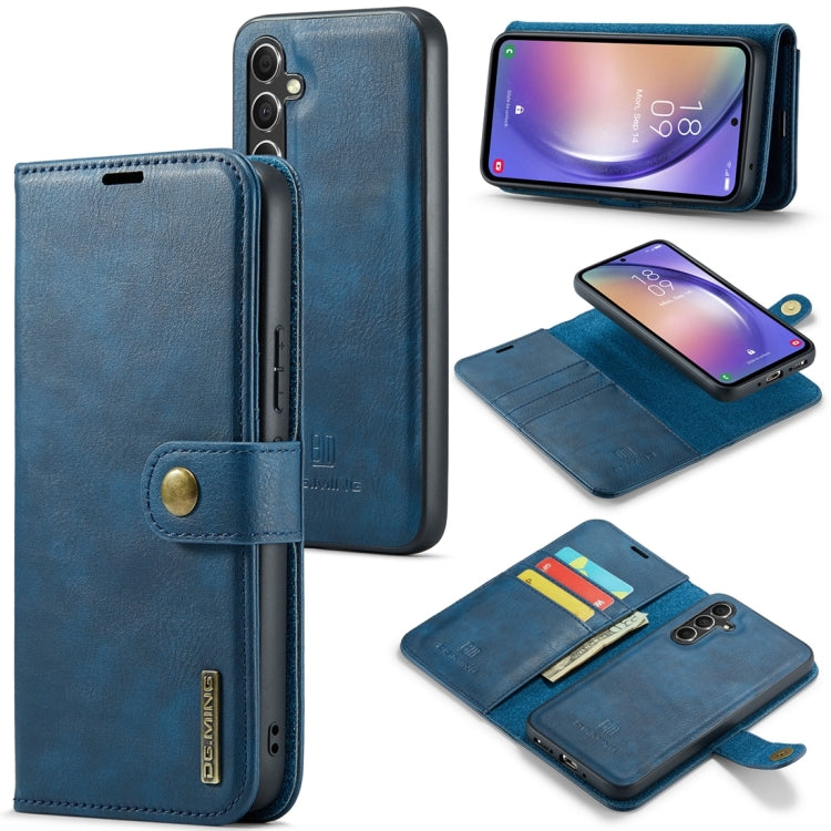 For Samsung Galaxy A54 5G DG.MING Crazy Horse Texture Detachable Magnetic Leather Case(Blue) - Galaxy Phone Cases by DG.MING | Online Shopping UK | buy2fix