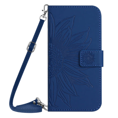 For Xiaomi 14 Skin Feel Sun Flower Embossed Flip Leather Phone Case with Lanyard(Dark Blue) - 14 Cases by buy2fix | Online Shopping UK | buy2fix