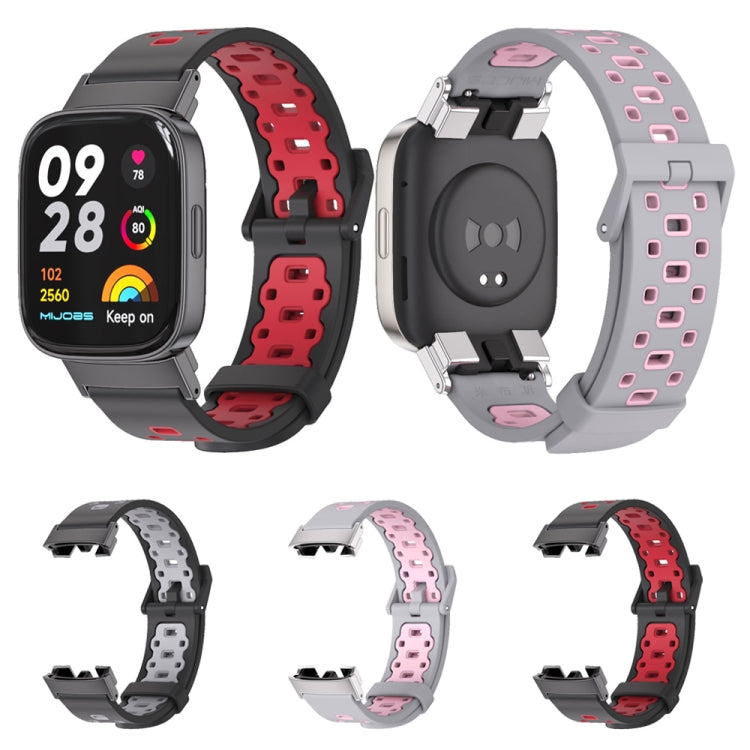 For Redmi Watch 3 Mijobs Square Hole Breathable TPU Watch Band(Black Red) - Watch Bands by MIJOBS | Online Shopping UK | buy2fix