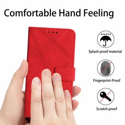 For Motorola Moto G34 5G Stitching Embossed Leather Phone Case(Red) - Motorola Cases by buy2fix | Online Shopping UK | buy2fix