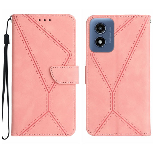 For Motorola Moto G Play 4G 2024 Stitching Embossed Leather Phone Case(Pink) - Motorola Cases by buy2fix | Online Shopping UK | buy2fix