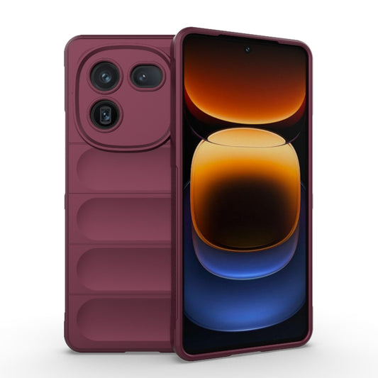 For vivo iQOO 12 5G Magic Shield TPU + Flannel Phone Case(Wine Red) - iQOO 12 Cases by buy2fix | Online Shopping UK | buy2fix