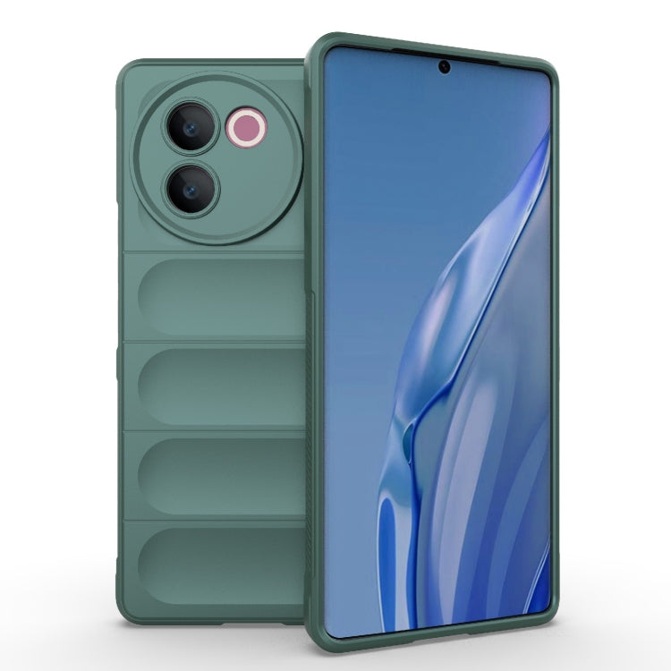 For vivo V30e 5G Global Magic Shield TPU + Flannel Phone Case(Dark Green) - vivo Cases by buy2fix | Online Shopping UK | buy2fix