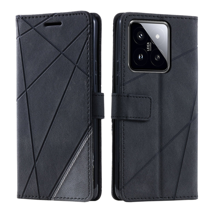 For Xiaomi 14 Skin Feel Splicing Leather Phone Case(Black) - 14 Cases by buy2fix | Online Shopping UK | buy2fix