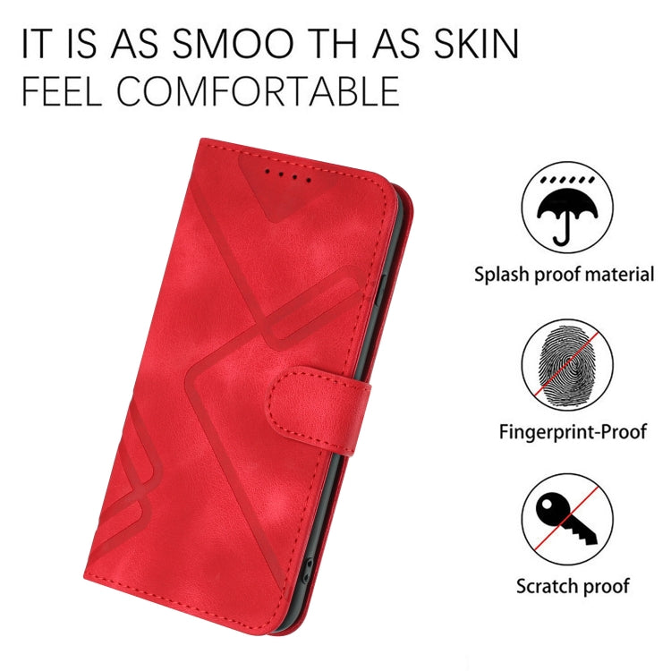 For Xiaomi Redmi 13C Line Pattern Skin Feel Leather Phone Case(Red) - 13C Cases by buy2fix | Online Shopping UK | buy2fix