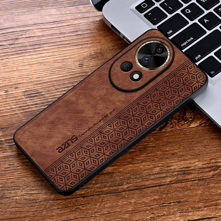 For Huawei nova 12 AZNS 3D Embossed Skin Feel Phone Case(Brown) - Huawei Cases by AZNS | Online Shopping UK | buy2fix