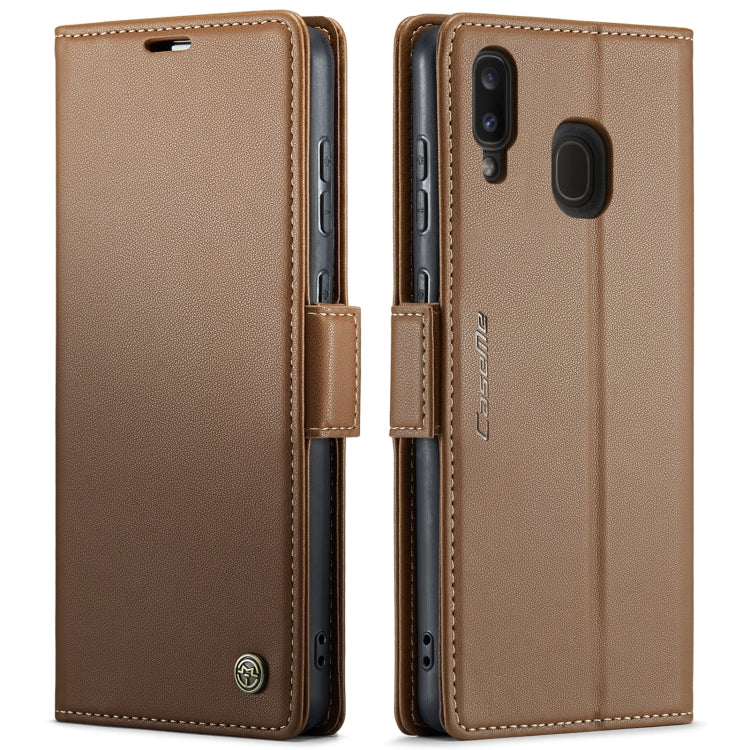 For Samsung Galaxy A40 CaseMe 023 Butterfly Buckle Litchi Texture RFID Anti-theft Leather Phone Case(Brown) - Galaxy Phone Cases by CaseMe | Online Shopping UK | buy2fix