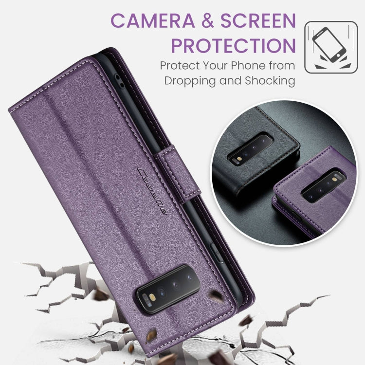 For Samsung Galaxy S10 CaseMe 023 Butterfly Buckle Litchi Texture RFID Anti-theft Leather Phone Case(Pearly Purple) - Galaxy Phone Cases by CaseMe | Online Shopping UK | buy2fix