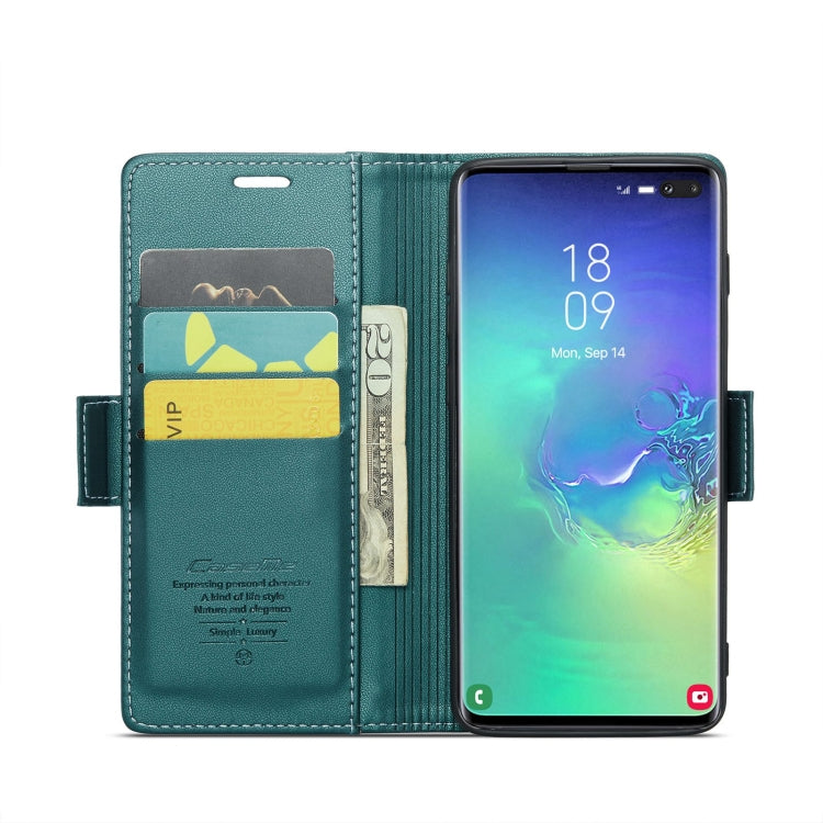 For Samsung Galaxy S10+ CaseMe 023 Butterfly Buckle Litchi Texture RFID Anti-theft Leather Phone Case(Pearly Blue) - Galaxy Phone Cases by CaseMe | Online Shopping UK | buy2fix