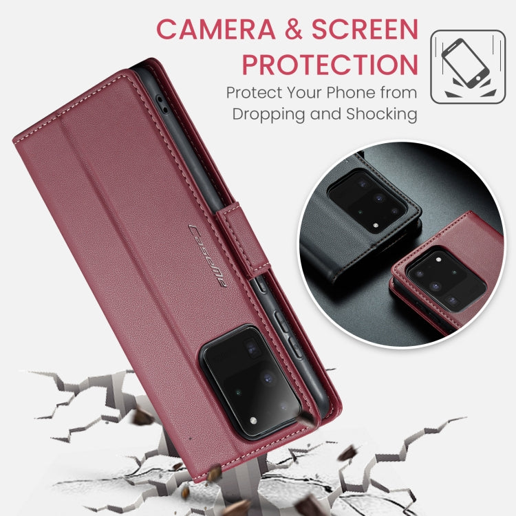 For Samsung Galaxy S20 Ultra CaseMe 023 Butterfly Buckle Litchi Texture RFID Anti-theft Leather Phone Case(Wine Red) - Galaxy Phone Cases by CaseMe | Online Shopping UK | buy2fix