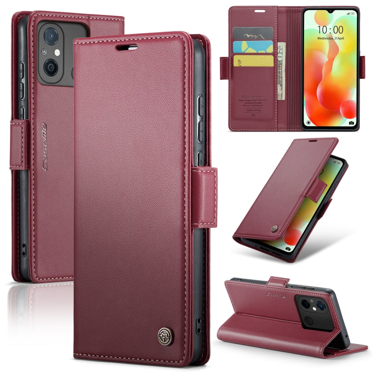 For Xiaomi Redmi 11A/12C CaseMe 023 Butterfly Buckle Litchi Texture RFID Anti-theft Leather Phone Case(Wine Red) - Xiaomi Cases by CaseMe | Online Shopping UK | buy2fix