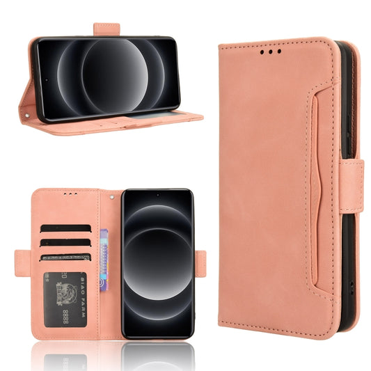 For Xiaomi 14 Ultra Skin Feel Calf Texture Card Slots Leather Phone Case(Pink) - 14 Ultra Cases by buy2fix | Online Shopping UK | buy2fix