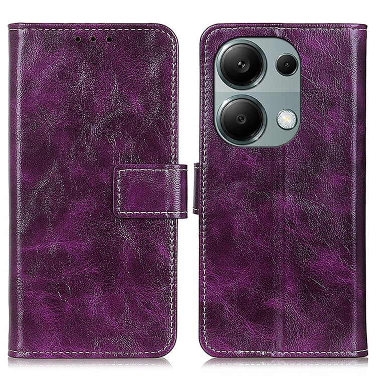 For Xiaomi Redmi Note 13 4G Retro Crazy Horse Texture Leather Phone Case(Purple) - Note 13 Cases by buy2fix | Online Shopping UK | buy2fix