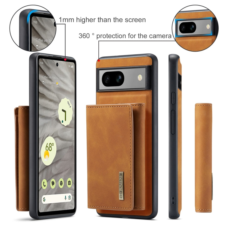 For Google Pixel 7A DG.MING M1 Series 3-Fold Multi Card Wallet + Magnetic Phone Case(Brown) - Google Cases by DG.MING | Online Shopping UK | buy2fix