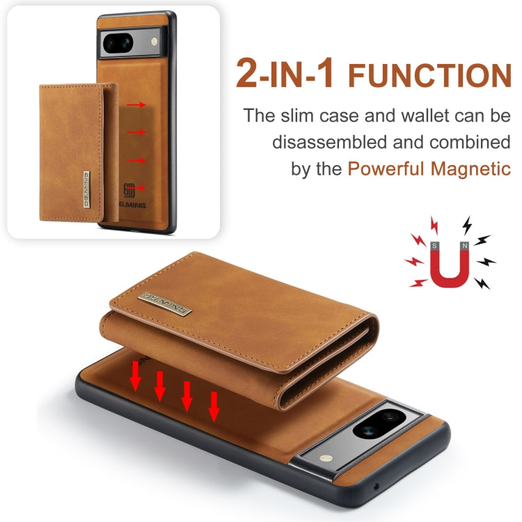 For Google Pixel 7A DG.MING M1 Series 3-Fold Multi Card Wallet + Magnetic Phone Case(Brown) - Google Cases by DG.MING | Online Shopping UK | buy2fix