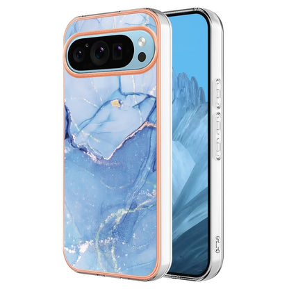 For Google Pixel 9 / 9 Pro Electroplating Marble Dual-side IMD Phone Case(Blue 018) - Google Cases by buy2fix | Online Shopping UK | buy2fix